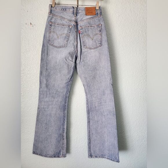 Levi's RIBCAGE Split Flare Classic Blue Denim Jeans - Picture 6 of 14